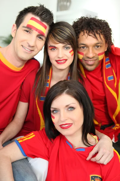 Group of Spanish sports fans — Stock Photo, Image