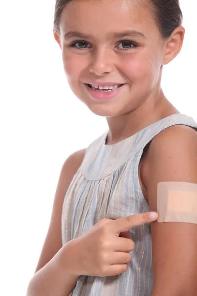 Genç kız bir sıva için işaret — Stok fotoğraf