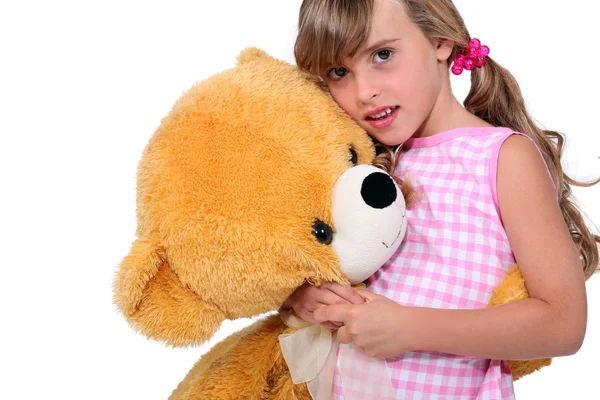 Дівчина з плюшевим ведмедем — стокове фото