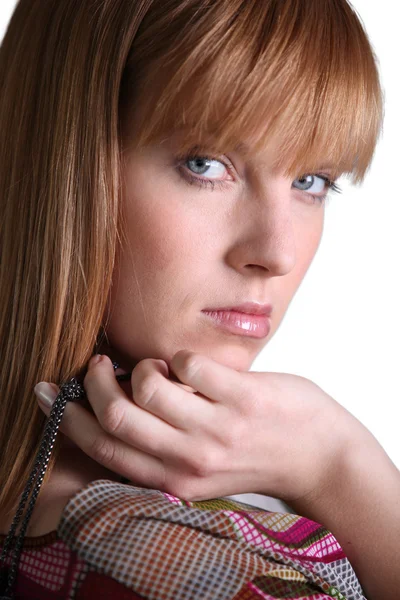 Head shot of gorgeous woman with ginger hair — Stock Photo, Image