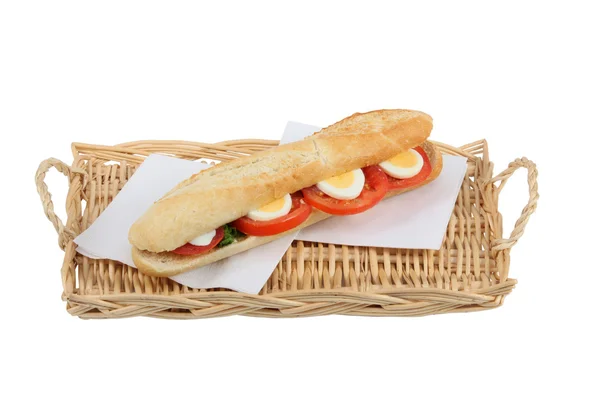 Egg and tomato baguette — Stock Photo, Image