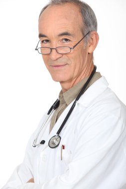 Portrait of an experienced doctor clipart