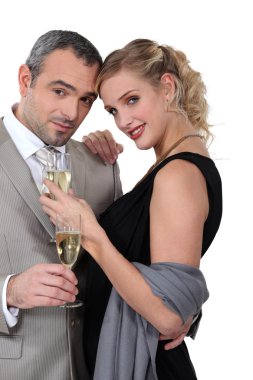 Couple with champagne clipart