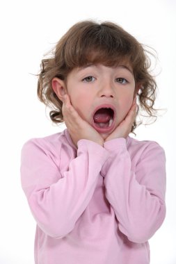 Scared young girl clipart