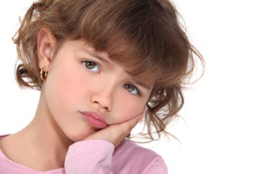 Little girl pouting clipart