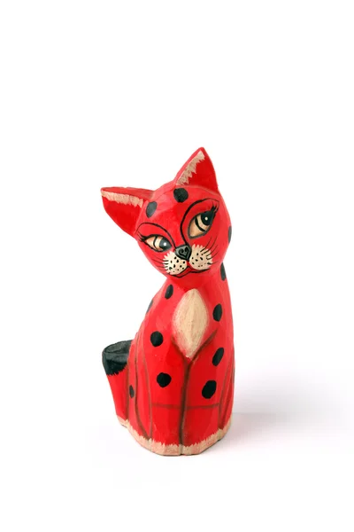 Malovaná dřevěná kočka — Stock fotografie