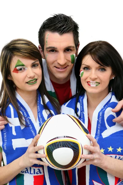 Trio of italian supporters — Stock Photo, Image