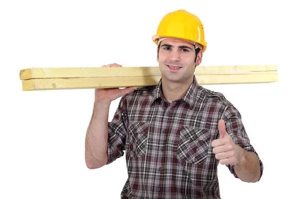 Carpenter giving thumbs-up — Stock Photo, Image