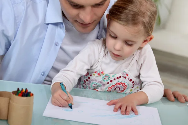 Father and daughter drawing — Stock Photo, Image