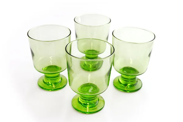 Four matching green goblets — Stock Photo, Image