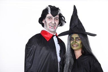 Couple dressed up for Hallowe'en clipart