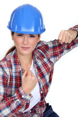 Tradeswoman ready to fight clipart