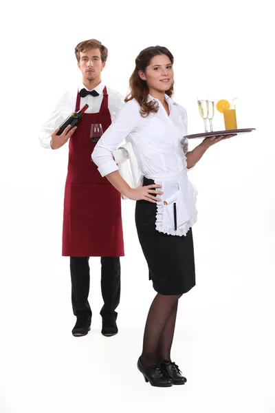 Číšník a servírka počáteční posun — Stock fotografie