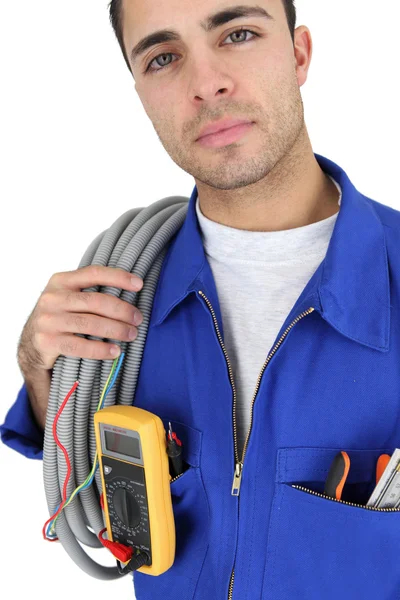 Eletricista pronto para trabalhar — Fotografia de Stock