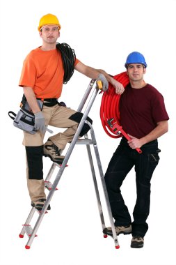 Plumber and an electrician clipart