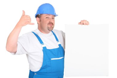 Construction worker with panel clipart