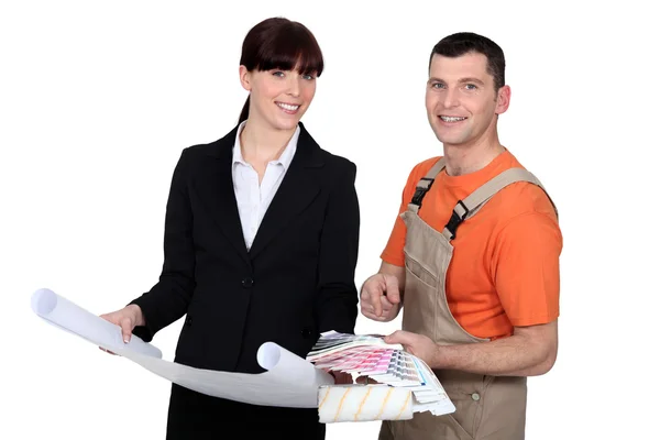 Painter standing next to an engineer — Stock Photo, Image
