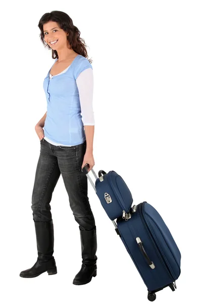 Frau mit Gepäck — Stockfoto