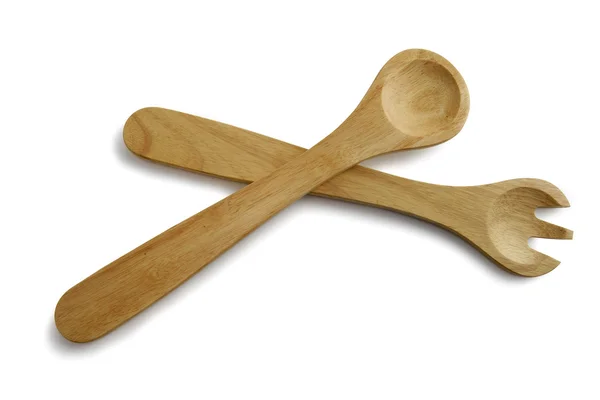 Cuillère et fourchette en bois — Photo