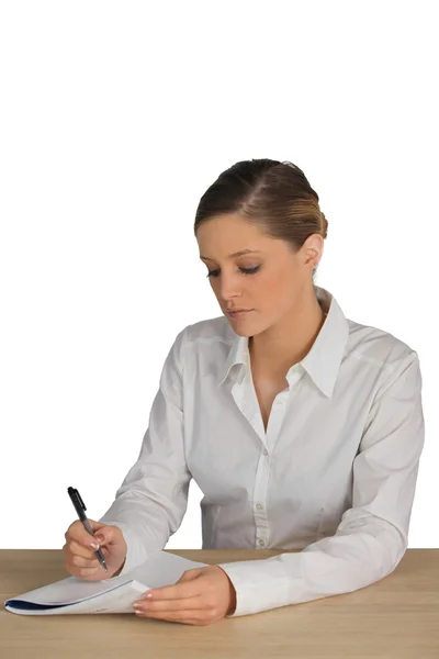 Employee filling in document — Stock Photo, Image