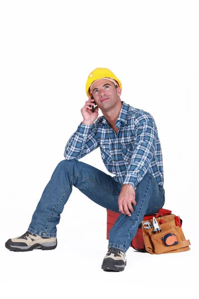 Worker taking a call — Stock Photo, Image
