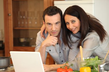 Couple in the kitchen clipart