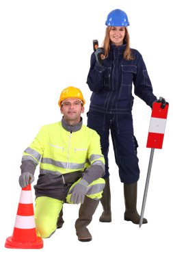 Road workers. clipart
