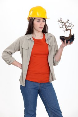 Conservationist worried about the environment clipart