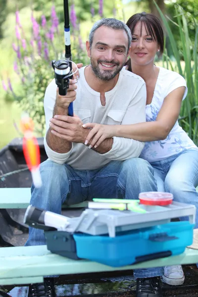 Couple fishing — Stock Photo, Image