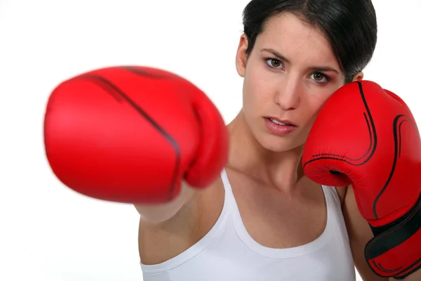 Kobieta z Rękawice bokserskie — Zdjęcie stockowe