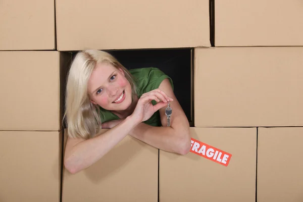Girl in the middle of moving — Stock Photo, Image