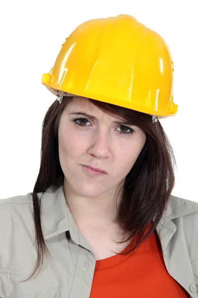Förvirrad byggnadsarbetare — Stockfoto
