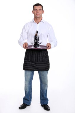 Waiter with tray clipart
