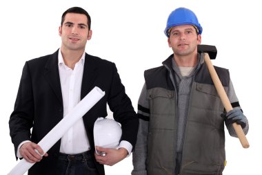Architect with a construction worker clipart