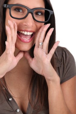 Screaming woman with glasses clipart