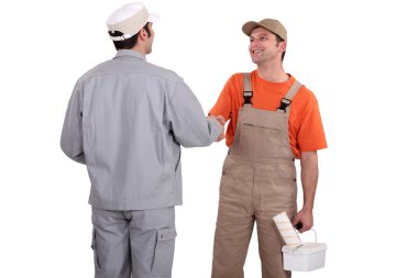 Painters shaking hands clipart