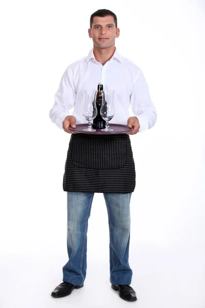 Waiter with tray — Stock Photo, Image