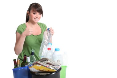 Young woman waste sorting clipart