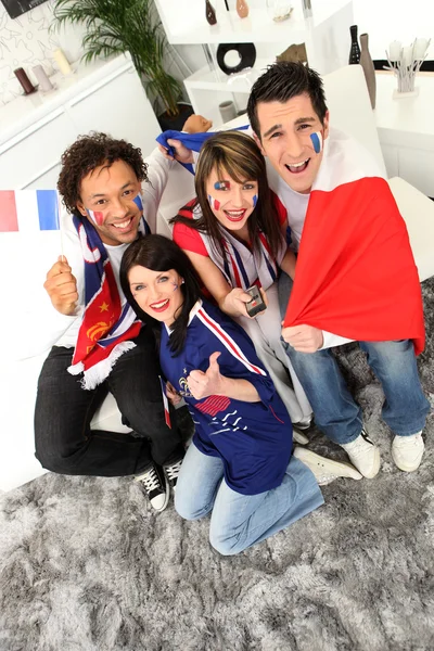 Ecstatic French soccer supporters — Stock Photo, Image
