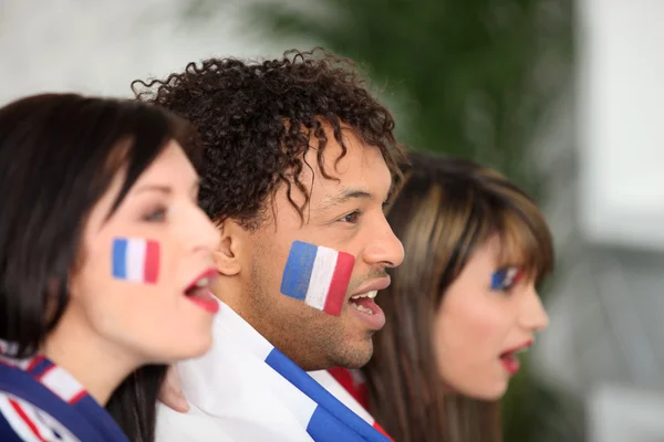 Französische Anhänger schreien — Stockfoto