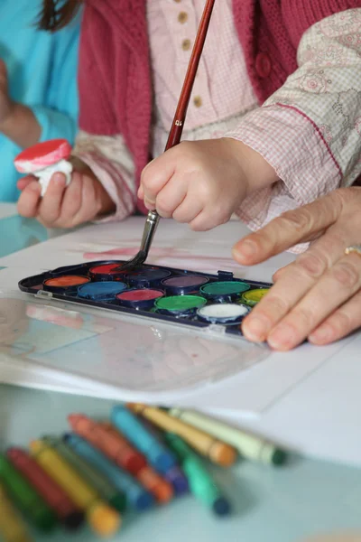 Close-up shot of creative child painting — Stock Photo, Image
