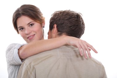 Couple embracing clipart