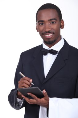 Waiter taking an order clipart