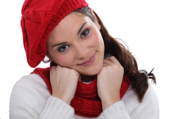 Woman in stylish knitwear — Stock Photo, Image