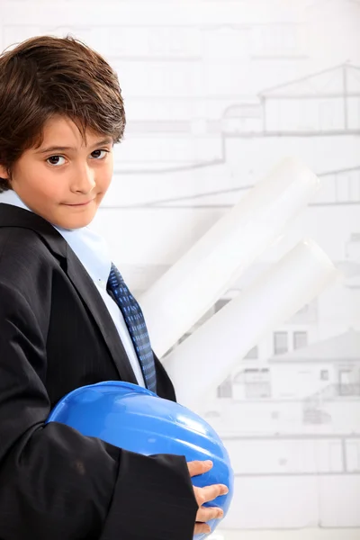 Pojke klädd som en arkitekt — Stockfoto