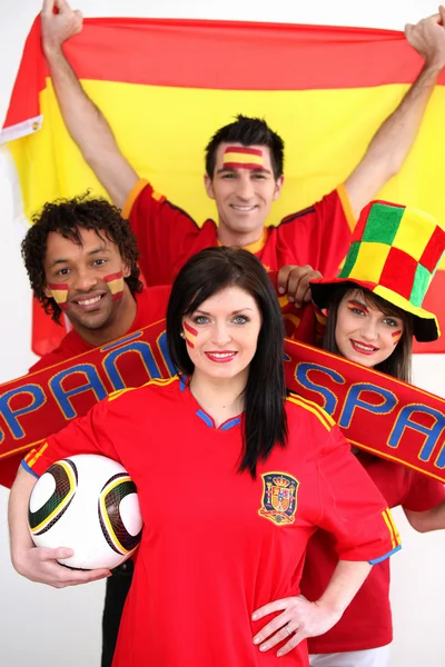 Passionate Spain supporters — Stock Photo, Image