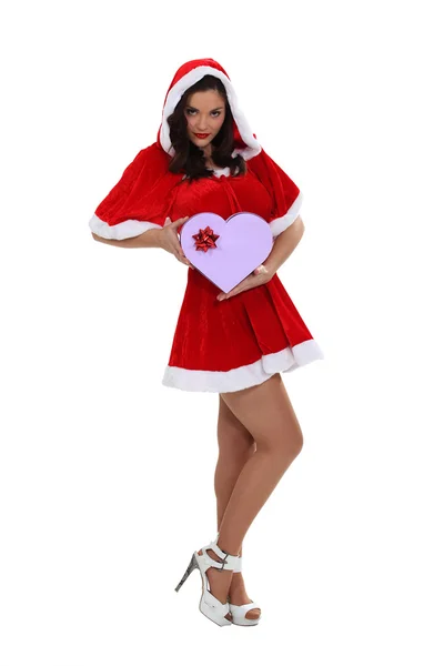 Mulher vestida com traje de Santa sedutor — Fotografia de Stock
