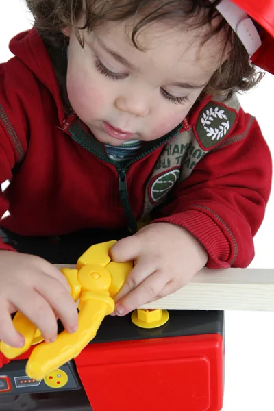 Close-up tiro de criança brincando com brinquedos — Fotografia de Stock