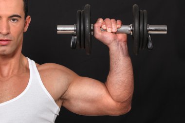 Man lifting weights clipart