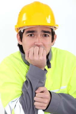 Fearful young worker clipart